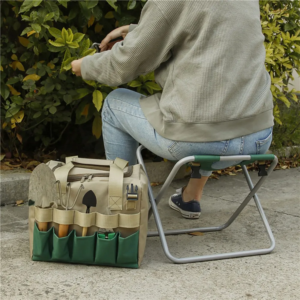 

Chair Gardener Bag Garden Seat Folding Gardening Stool Gardening Tools Set Organizer Portable Hiking Camping Chair