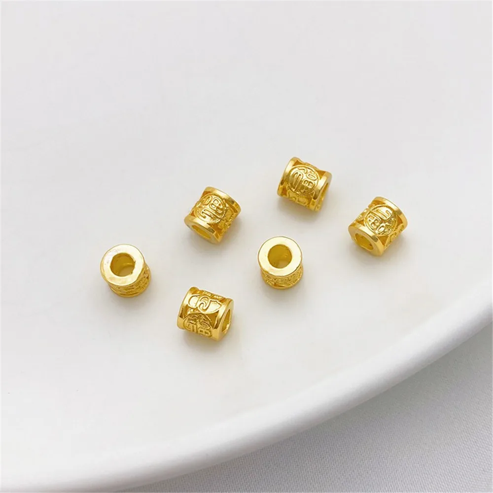 

18K Gold-Color Blessing Bucket Beads Tube Beads Handmade DIY Beaded Bracelet Necklace Jewelry Material Accessories L267
