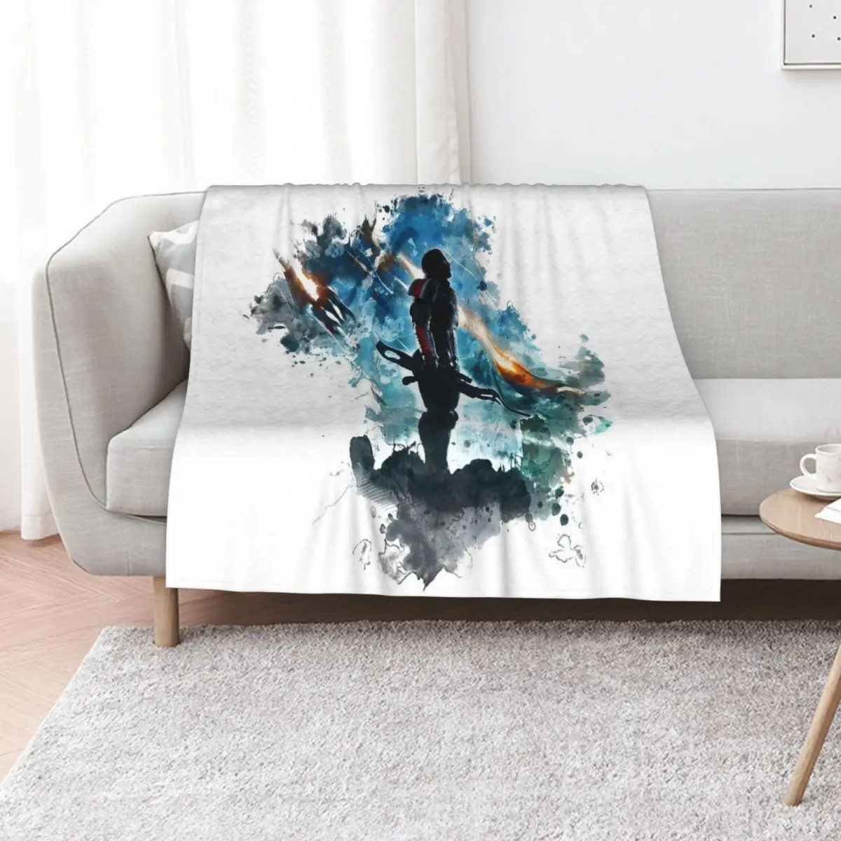 

Mass Effect Throw Blanket halloween Weighted Soft Plush Plaid Furry Blankets