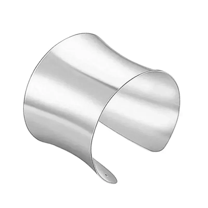 Exaggerated Wide Open Metal Bracelet Mirror Surface High Quality Fashion Dance Style Versatile Smooth Face Bracelet for Women