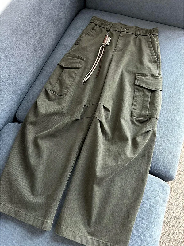 

Военные рабочие брюки, мужские летние тонкие широкие прямые длинные брюки, модные американские брендовые свободные солдатские брюки Sunade