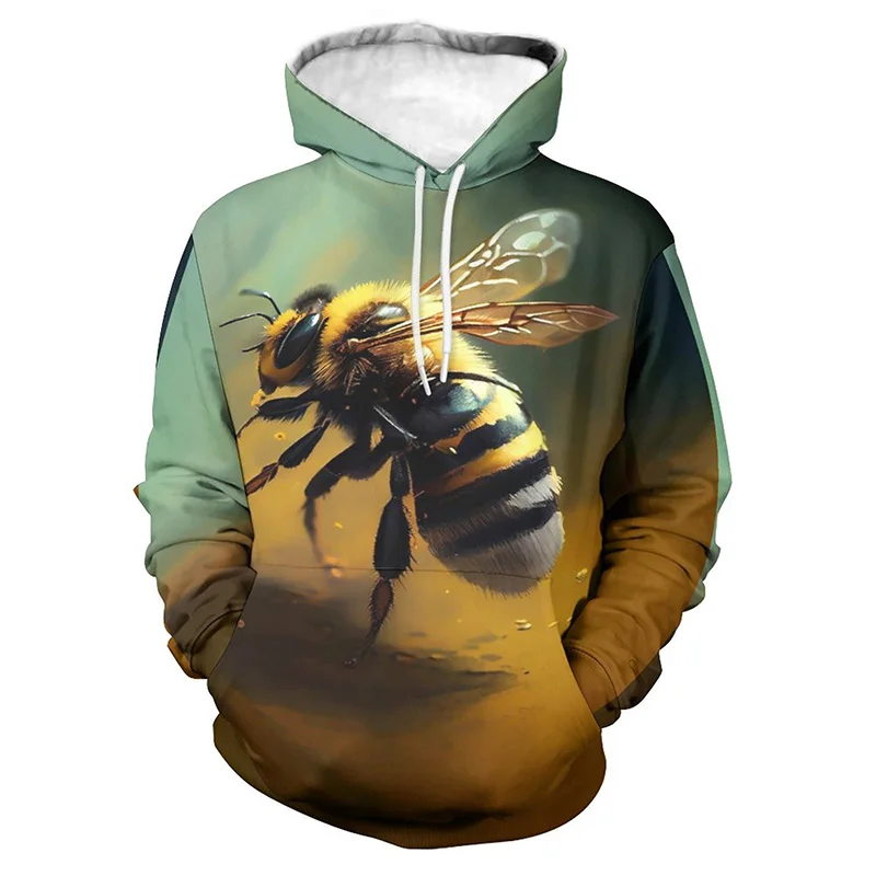 Homens e mulheres com capuz gráfico de abelha, Hoodie estampado de abelhas inseto 3D, roupas femininas, moda Harajuku, pulôver Y2K, novo