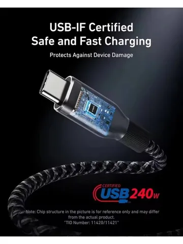 Новый кабель Anker Prime USB-C - USB-C, 240 Вт, 1.8 м, для быстрой зарядки, в оплетке из нейлона, с гарантией изгиба до 100 раз