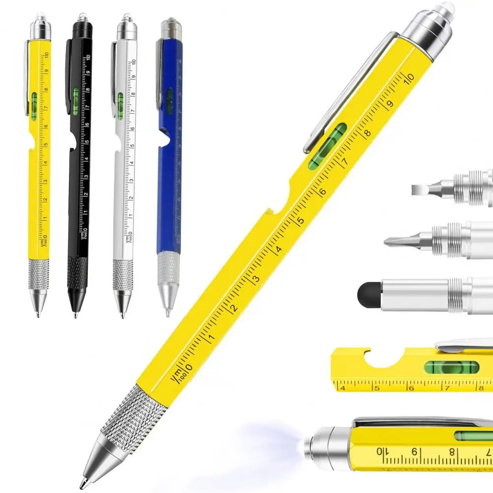 9-in-1 Multitool القلم أداة القلم هدية متعددة الأغراض أداة القلم الرجال مصباح ليد مفك حاكم القلم مستوى فتاحة الزجاجات الأدوات