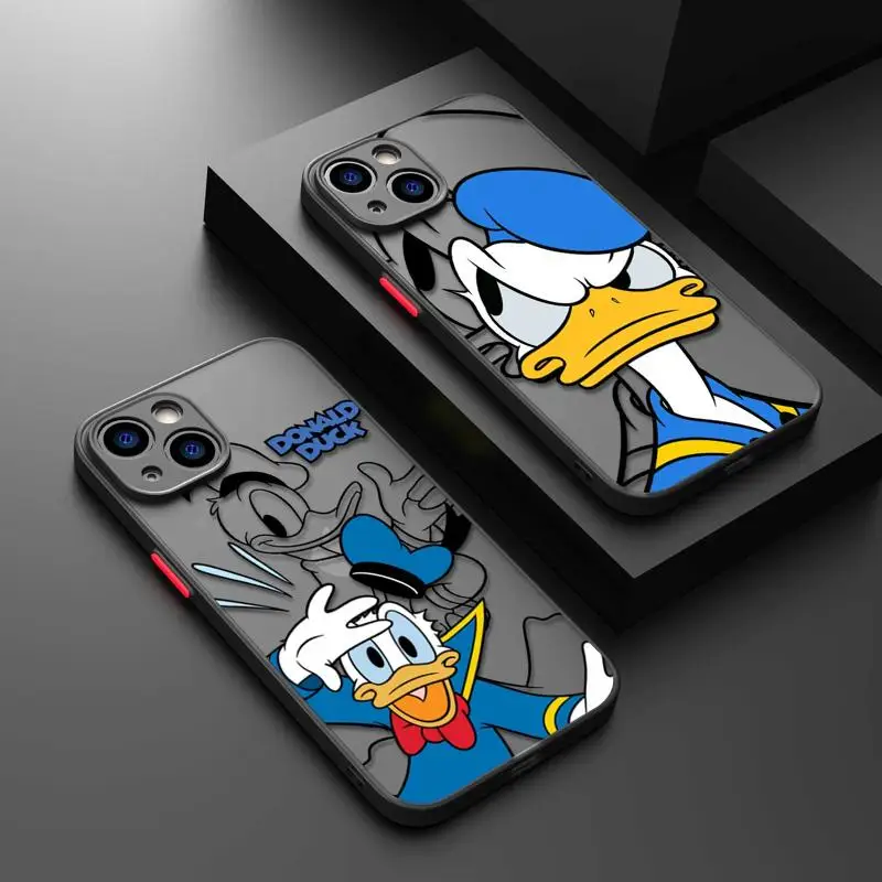 Disney Donald Duck Cartoon For iPhone 16 15 14 13 12 11 Mini Pro Max XR XS Max 7 8 Plus Phone Case Transparent Black Soft Covers