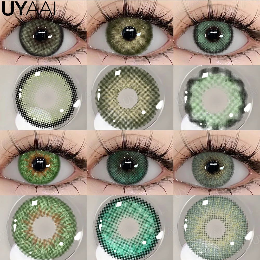 UYAAI Kontaktlinsen Kosmetik Grüne Kontaktlinsen Make-up Farbige Schüler Cosplay Linsen Kosmetik Schönheit Frau Farbige Linsen