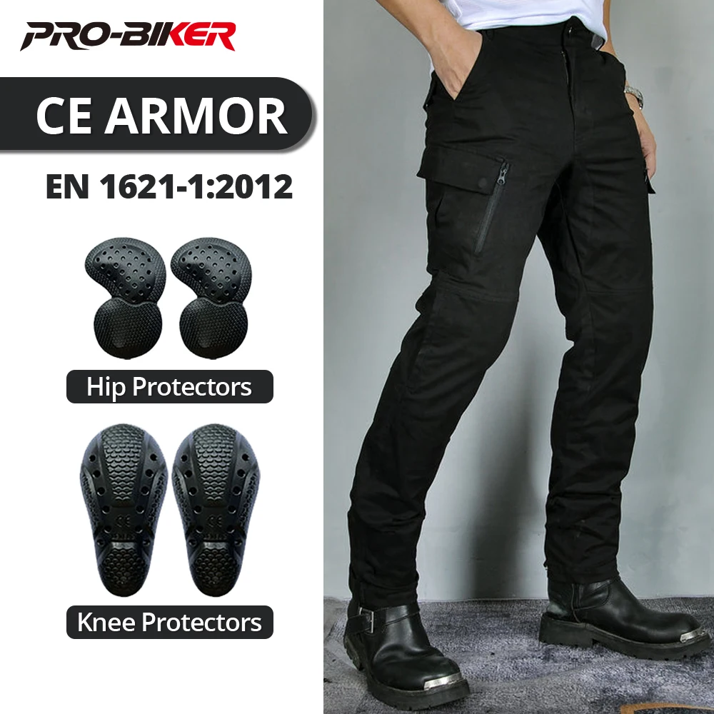 

Four Seasons Men's Motorcycle Pants Windproof Anti-Fall Motorbike Pants Outdoor Riding Motocross Pants Built In CE Protectors
