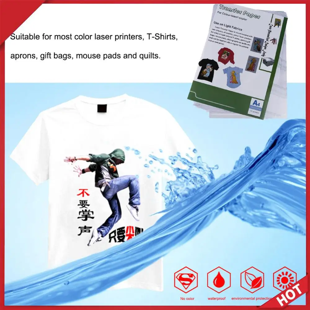 

10pcs Transfers Paper No Need Cutting T-shirt Heat Printing Multifunctional Transfer Press Print for Light Color Fabrics Cloth