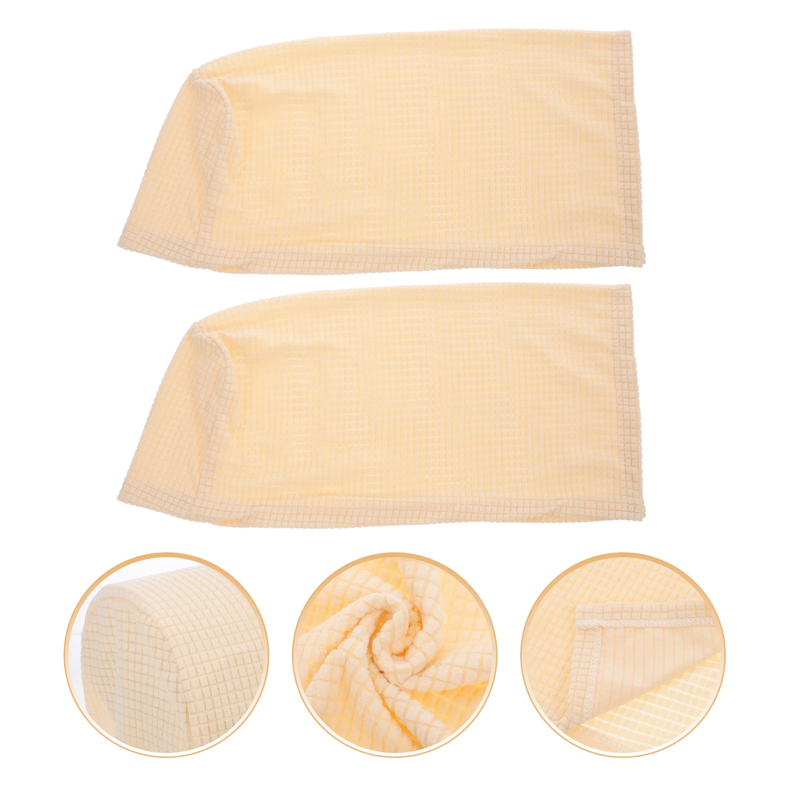 

2pcs Elastic Armrest Covers Stretch Arm Rest Protectors For Home Office Universal Fit Beige Simple Style Comfortable
