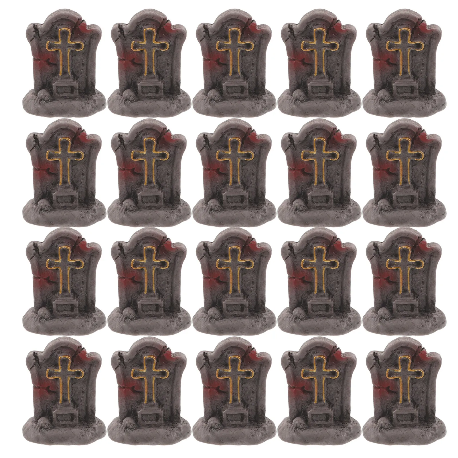 20Pcs Halloween Village Tombstones Resin Miniature Graveyard Decorations Gothic Cemetery Scene Props Spooky Diorama Accessories