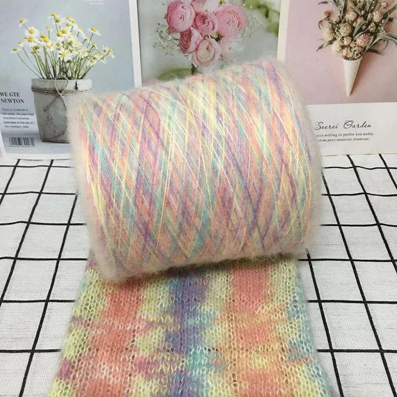 500g/pcs Gradient Mohair Yarn for Knitting Sweater Scarf Hat Coat Handicraft Diy Soft Comfortable Fluffy Segment Dyeing Thread