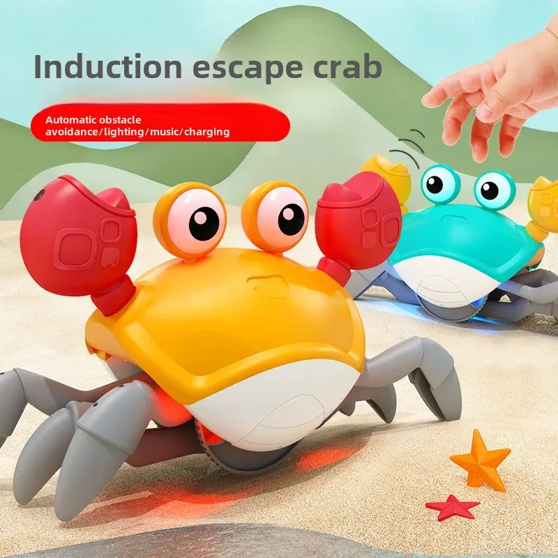 Interactive Electro-Induced Crab Baby Walker Toy Crawling Walking Avoiding Obstacles Children's Toy For Boys And Girls 1-3 Years