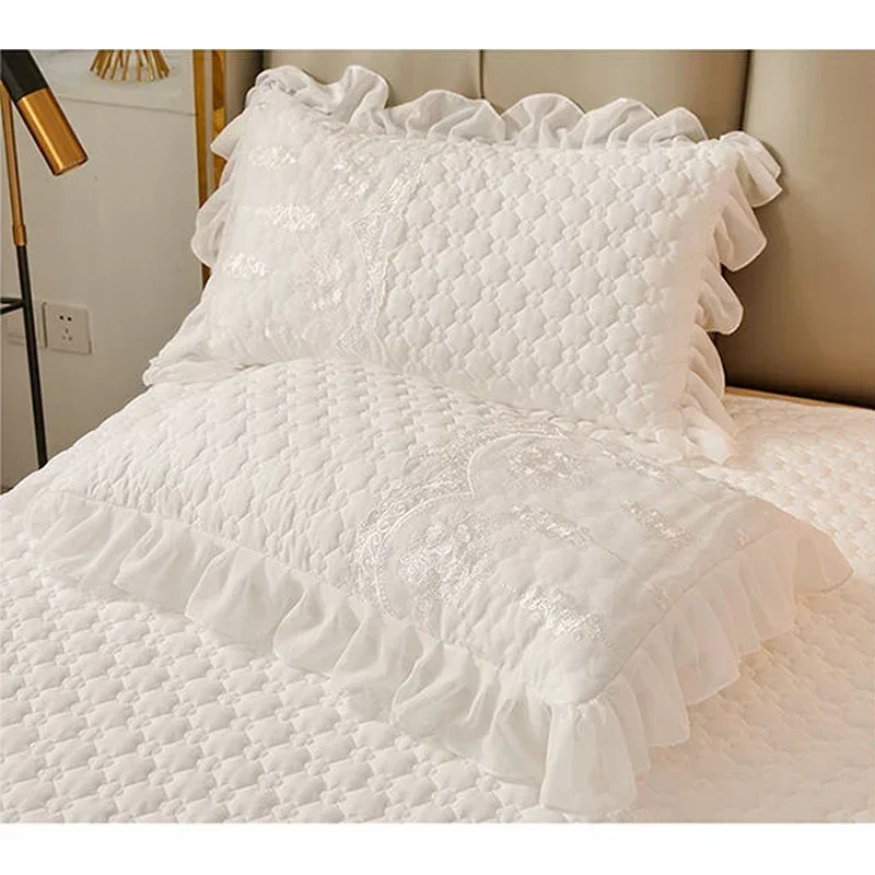 Quilted thicken white bed sheet summer bedspread couple 2 people bed linens luxury double bed bedding king size 180x200cm