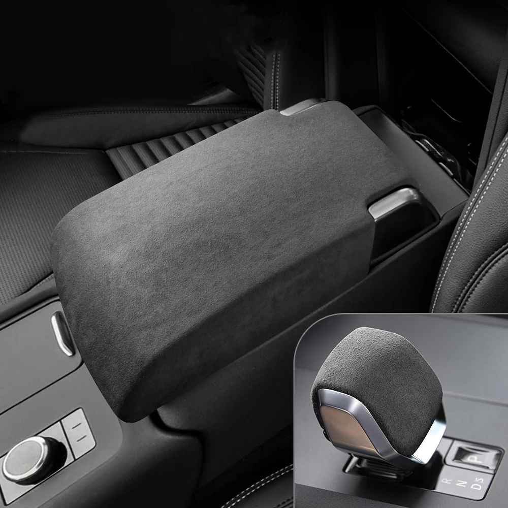 Suede Armrest Upper Outer Lid Sheath Case Adhesive Shell Gear Shift Cover for Land Rover Discovery 2016 2017 2018 2019 2022 Year