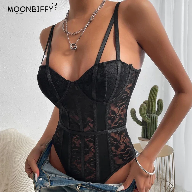 

Ladies Sexy Lace Corset Hot Embroidered Bodysuit Lingerie Elasticity Push Up Underwear Women Mesh Material Bustier Corset Tops