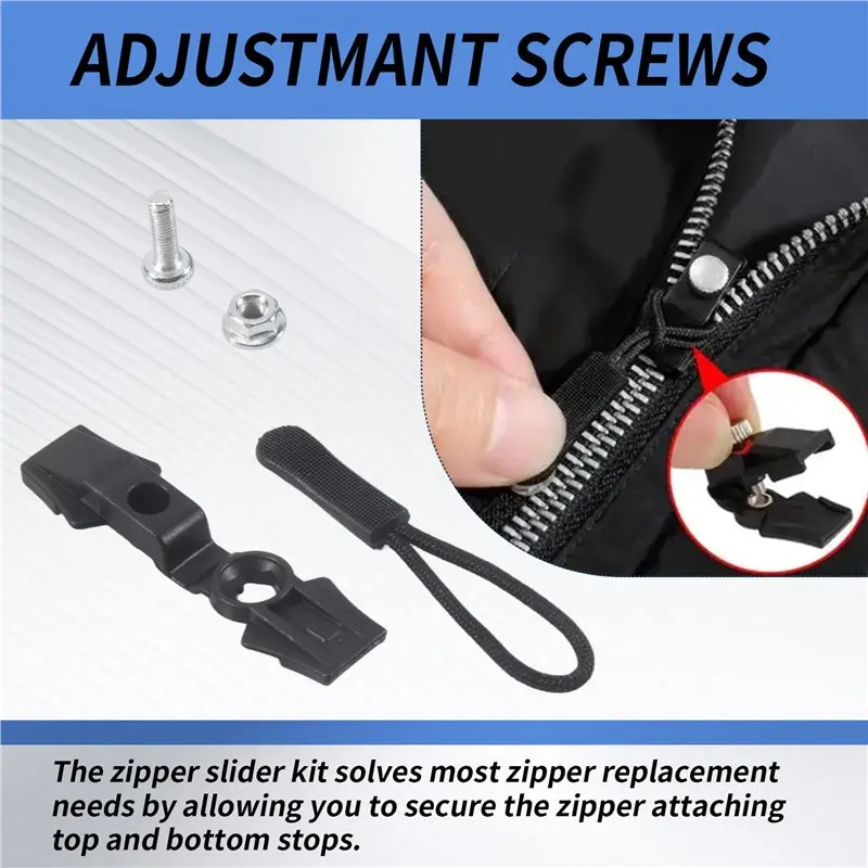 B84B-Zipper Repair Kit, 24 Pcs Universal Replacement Zipper Slider Fixer Sliding Teeth Screw Head, Instant Zipper