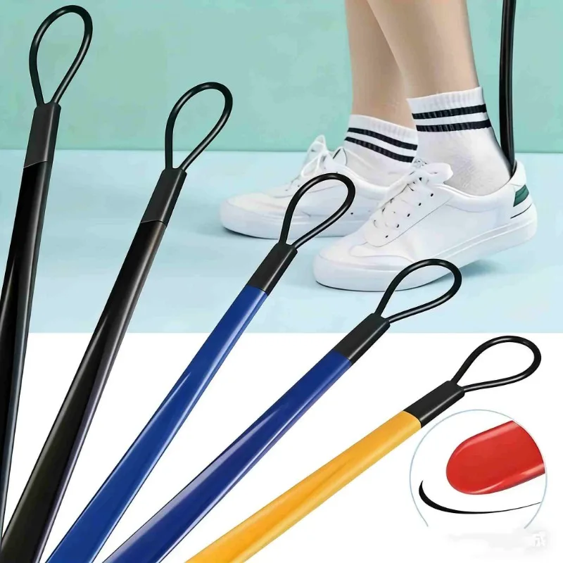 Extra Long Flexible Plastic Shoe Horn No Bending Required Durable Shoe Wearing Aid for Pregnant Women Elderly and Disabled