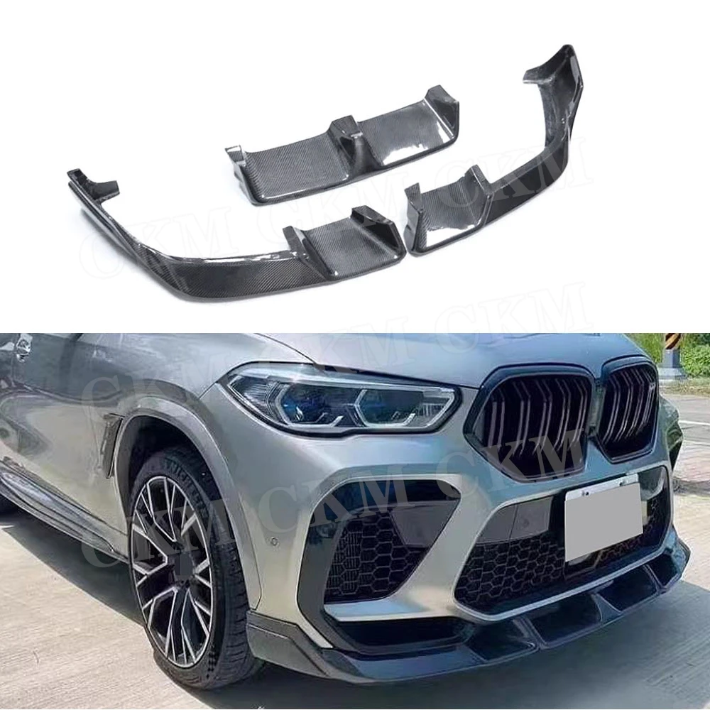 

Carbon Fiber Car Body Kits Accessories for BMW F96 X6M 2019 2020 2021 2022 FRP 3Pcs Front Bumper Lip Spoiler Chin