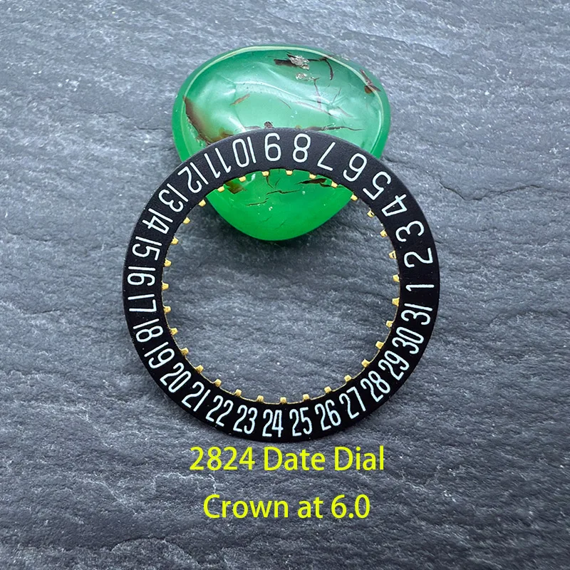 Custom ETA 2824 Movement Date Wheel Dial Fit 2824 Automatic Mechanical Movement Crown at 3.0 Day Date at 3.0/6.0