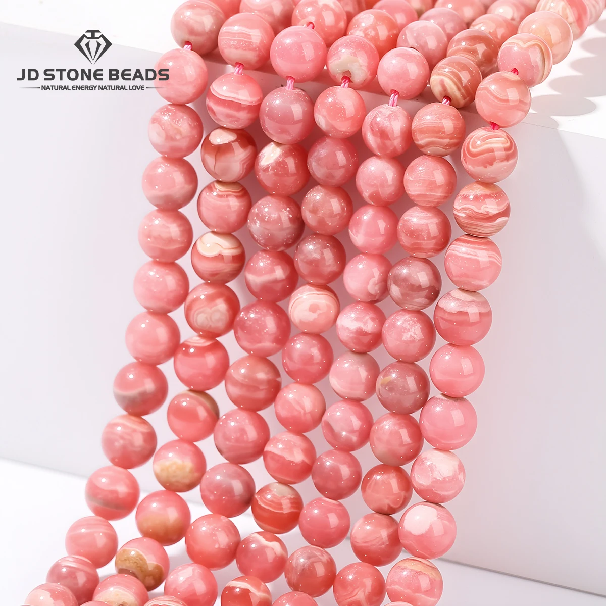 

5A Quality Natural Stone Argentina Rhodochrosite Bead Round Loose Spacer for Jewelry Making Bracelets Needlework DIY Accessory