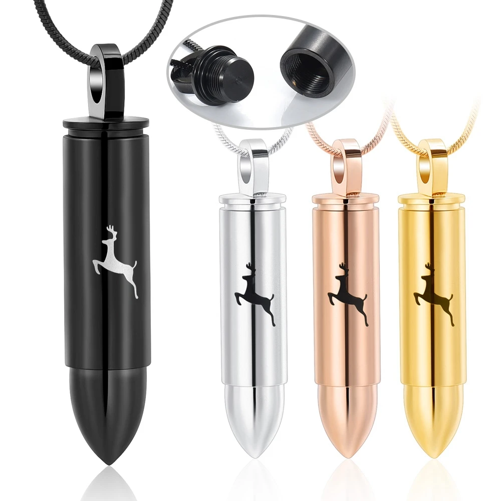 

Wholesale Urn Necklace With Bullet Shape Pot Pendant For /Human Pet Ashes Preserve Stainless Steel Memorial Jewelry