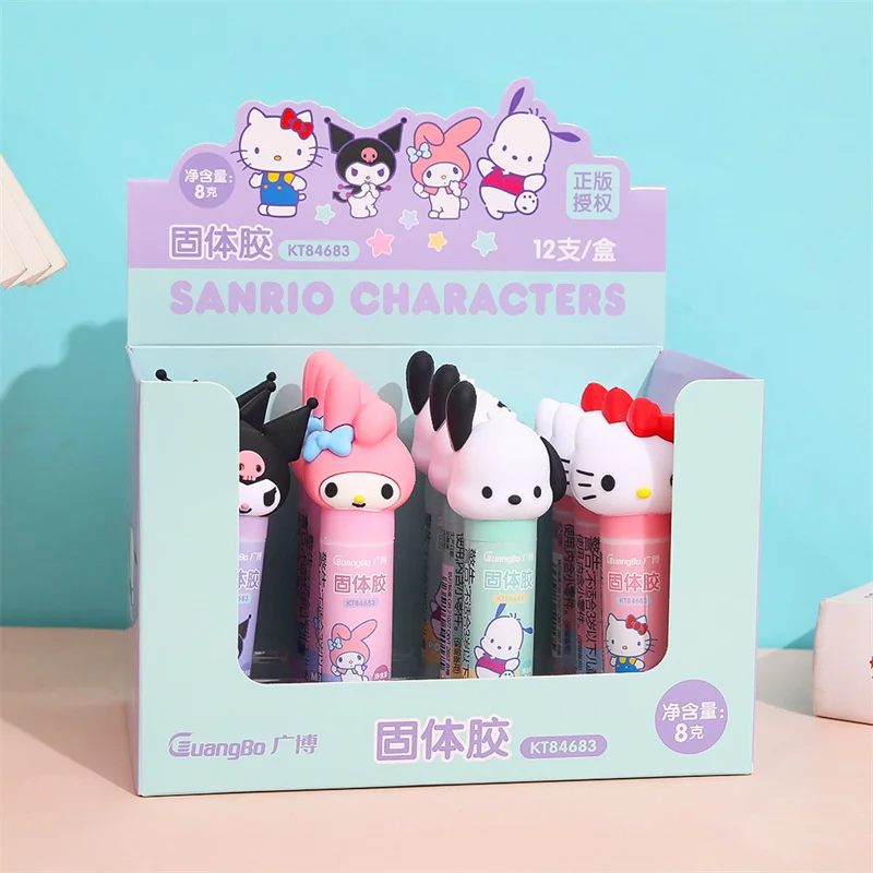 12 pcs/lot Sanrio Kuromi Melody Pochacco Kitty Solid Glue Guns Sticks DIY Tools Student Handmade Office School Supplies