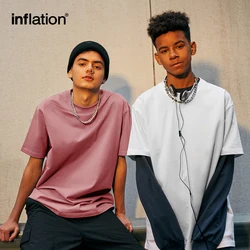 INFLATION Heavyweight Plain T-shirts Men Summer Oversize Hip Hop Tees for Men Women