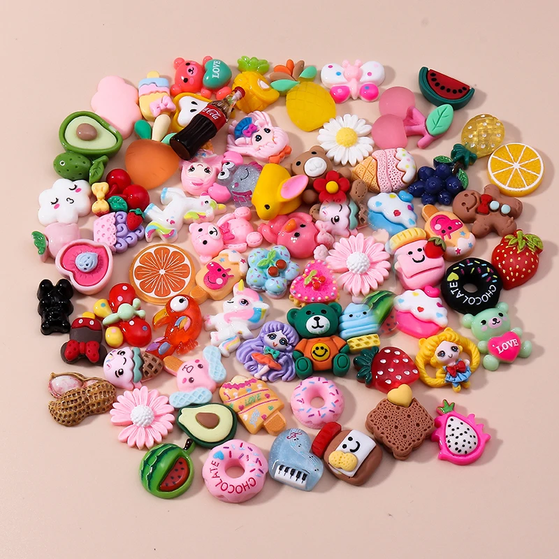 Leslie Mixed 5/20pcs Cute Resin Flower Fruit Animal Charm Cabochon DIY Nail Arts Phone Case Pendant For Jewelry Making Findings