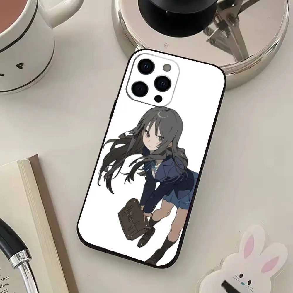 Funda de teléfono Anime K-K-ON Akiyama Mio para iPhone16,15,14,13,12,11Pro Max, funda negra de silicona suave 1G