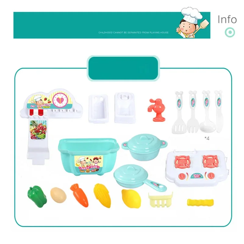 Jouets de cuisine pour enfants, ensembles de nourriture de simulation, mini ustensiles de cuisine, jeu de maison, jouet d'interaction, cadeau pour filles, 22 pièces