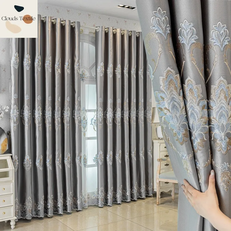 

Custom Size！！Thickened European Blackout Embroidered Fashion Thick Curtains for Living Dining Room Bedroom Luxury Decor Window