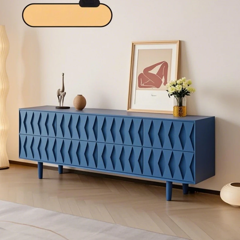 Italian minimalist paint solid wood TV cabinet French cream style living room audio-visual cabinet floor cabinet coffee table