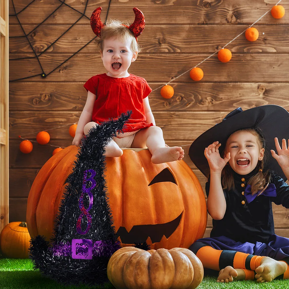 

1pcs Witch Hat Hanging Ornament Halloween Decorations Plastic Party Crafts Supplies Wall Door Window Decor