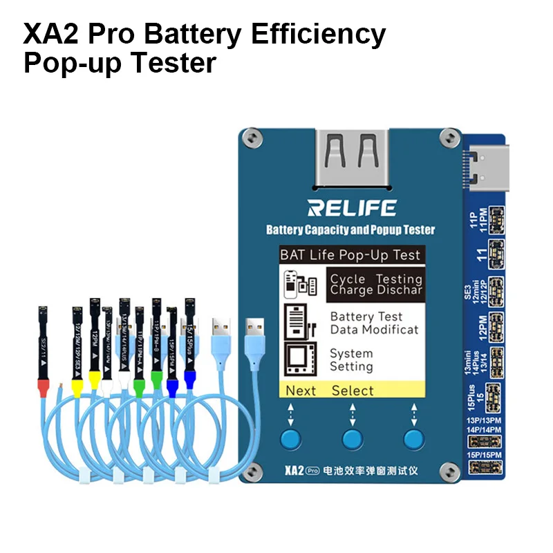 

RELIFE XA2 Pro Battery Efficiency Popup Tester Support Mobile Phone 11 12 13 14 15Series No Need Battery Flex Cable