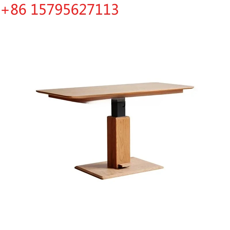 

A13 Nordic solid wood coffee table cherry wood liftable living room tea table log desk