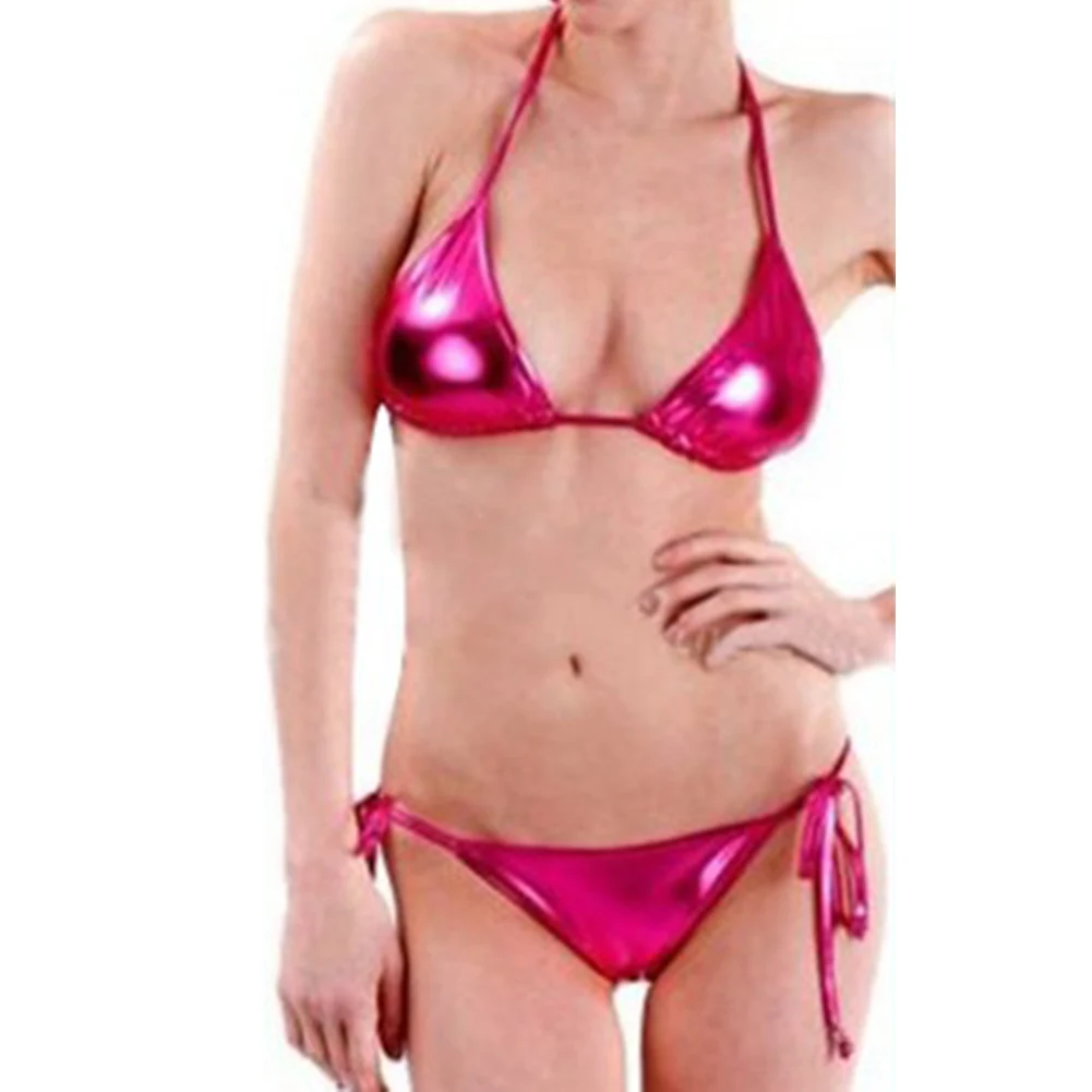 Sexy Beachwear Womens 2 Pieces Set Bikini Halter Bras Lace-up Briefs Underwear Summer Swimsuits Swimwear
