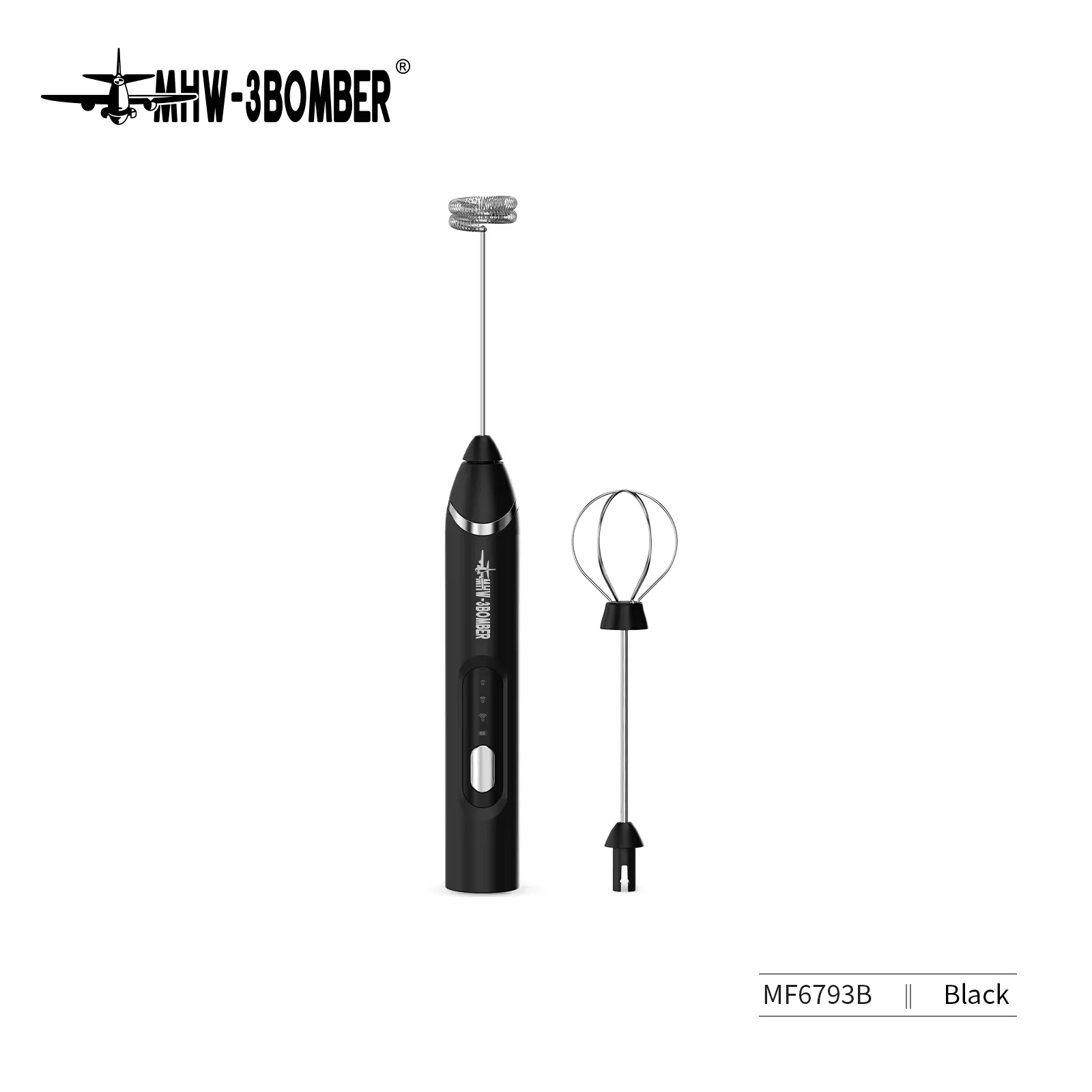 MHW-3BOMEBR Oplaadbare Melkopschuimer Handheld Elektrische Schuimmaker Roestvrijstalen Garde Drink Mixer Foamer voor Latte/Cappuccino