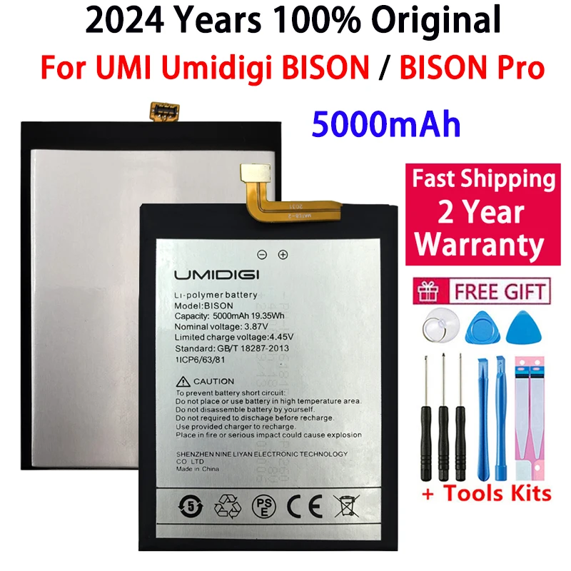 

2024 Years UMI Original Battery For For UMI Umidigi BISON / Bison PRO 5000mAh Phone Replacement Batteries Bateria Fast Shipping