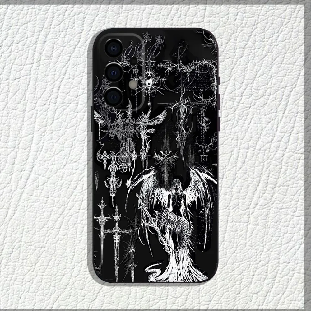 Cyber Sigil Cross line Phone Case For Samsung Galaxy A13,A21s,A22,A31,A32,A52,A53,A71,A80,A91 Soft Black Shell