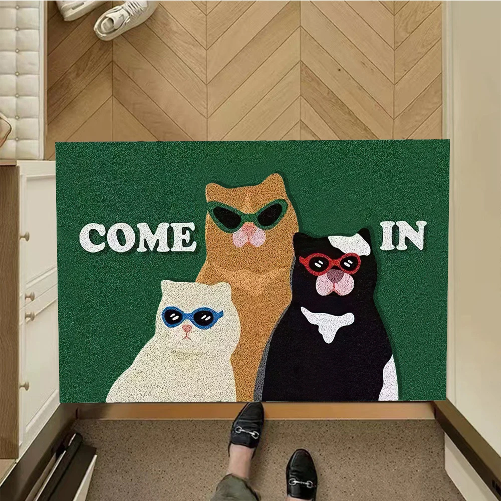 

Funny Cats With Sunglasses Come In Doormat,Anti-slip Rubber Floor Mats, Ins Style Porch Rug,Door Mat for Kids,Home Decor Carpet