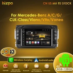 Hizpo-Radio Multimedia con GPS para coche, Radio con Android, Carplay, RDS, No 2DIN, 8 núcleos, para Mercedes Benz CLK W209 W203 W463 W208, 7862