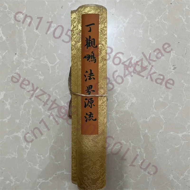 China Ancient Picture Paper,Buddha statue,Ding Guanming's Origin and Development Map of the Dharma Realm,  Long Scroll Paintin