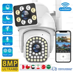 Cámara Wifi PTZ de 8MP y 4K para exteriores, cámaras CCTV IP de doble lente HD, visión nocturna a todo Color, Zoom 8x, videovigilancia de seguimiento humano AI