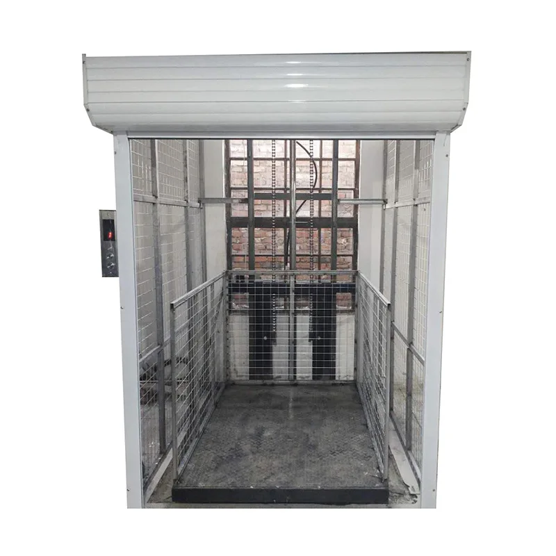 Monorail freight elevator, hydraulic lifting simple platform, guide rail elevator