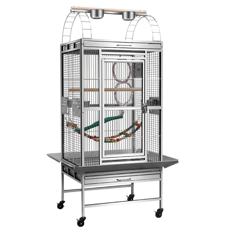 Luxury Jaula Para Pjaros Perroquet Strong Metal Animal Parrot Cage Large Bird Playtop Breeding House With Wheels