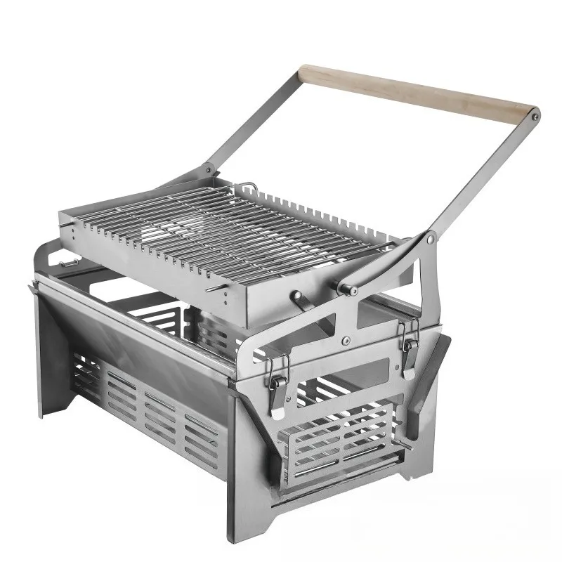 304 Stainless Steel Detachable Flip Charcoal Grill Outdoor Fish Barbecue Rack For Household Camping Use