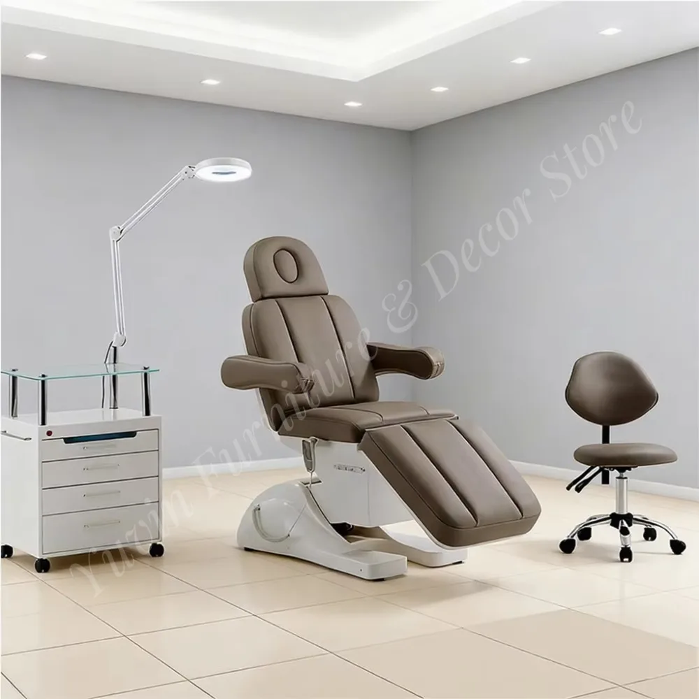 Top Selling Beauty Shop Massage Bed Equipment 3 Motors Brown Electric Cosmetic Bed Beauty Salon