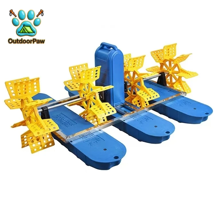New high-efficiency water-cooled SS304 stainless steel motor aquaculture machine 4 impeller paddle wheel aerator
