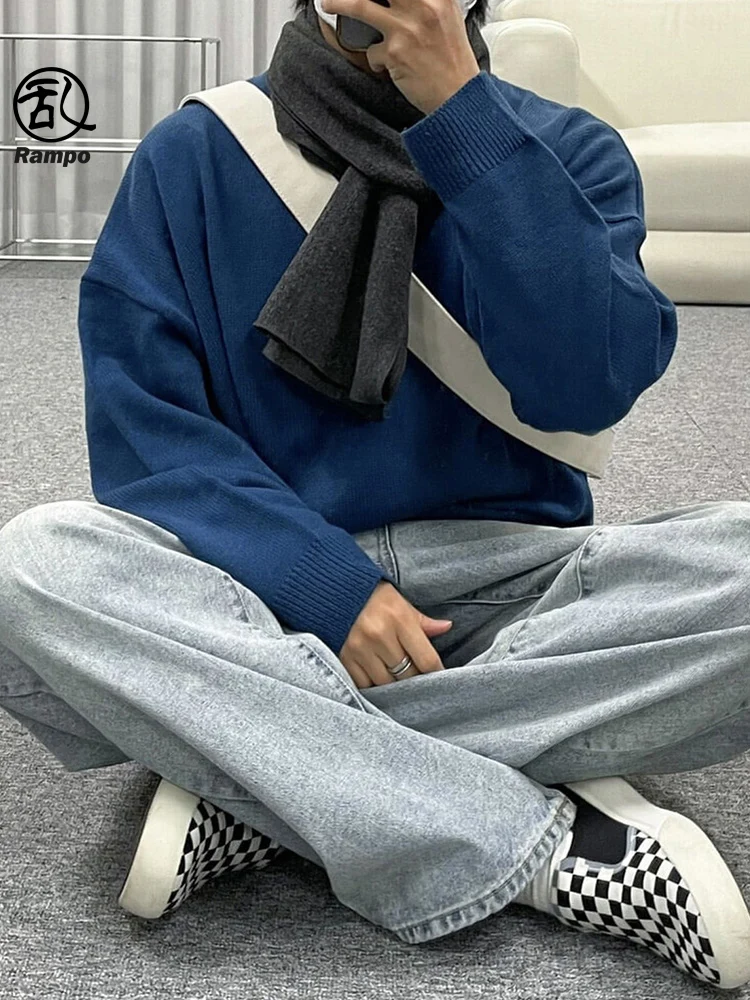 

Thiened round Ne Knitted Sweater Men's Winter Lazy Sle Basic Match Men's Sweater Warmth Outerwear Pure Color Casual Wear