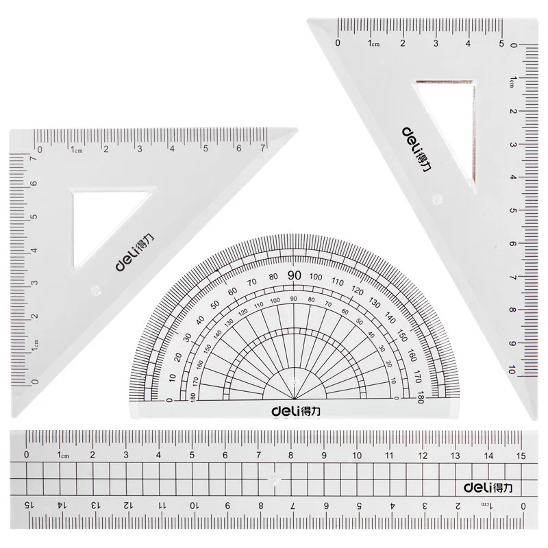 4Pcs/Set Ruler Set Drawing Measurement Geometry Triangle Straightedge Protractor Rulers Mathematical for School